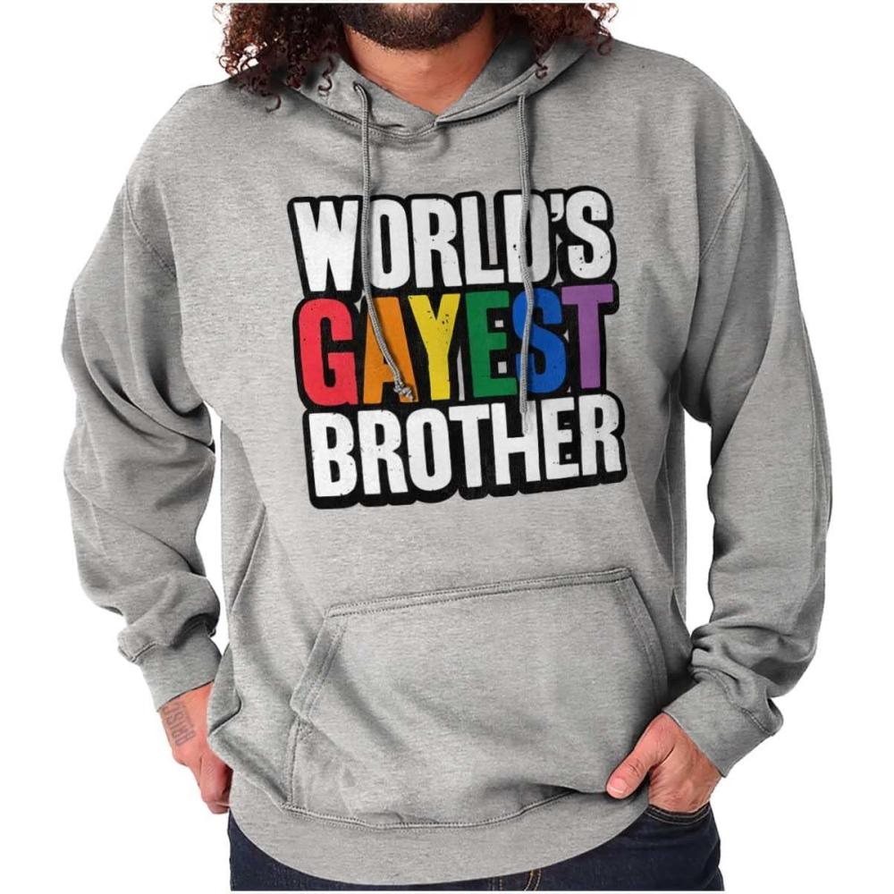 imageBrisco Brands Worlds Gayest Brother Sibling Pride Hoodie Hooded Sweatshirt MenSport Grey