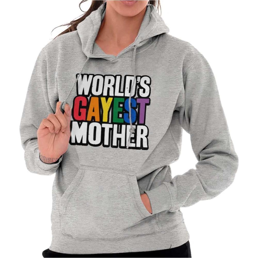 imageBrisco Brands Worlds Gayest Mother Queer Mom Hoodie Sweatshirt WomenSport Grey