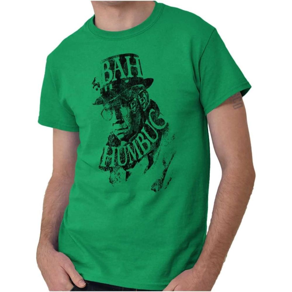 imageBrisco Brands Xmas Bah Humbug Christmas Scrooge Graphic T Shirt Men or Women Irish Green