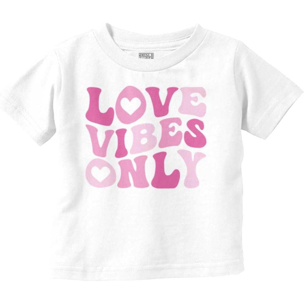 imageValentines Day Love Vibes Only Toddler Baby Girl T ShirtWhite