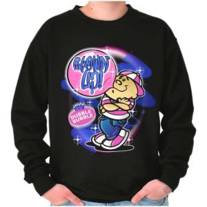 Brisco Brands Airbrushed Dubble Bubble Blowing Up Sweatshirt for Men or Women(Black)