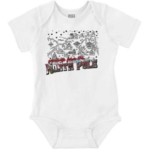 Brisco Brands Christmas Greetings From North Pole Baby Romper Boys or Girls(White)