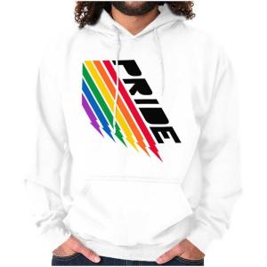 Brisco Brands Gay Pride Rainbow Lightning Bolts Hoodie Sweatshirt Women Men(White)