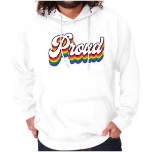 Brisco Brands Inspirational Proud Gay Pride Rainbow Hoodie Sweatshirt Women Men(White)