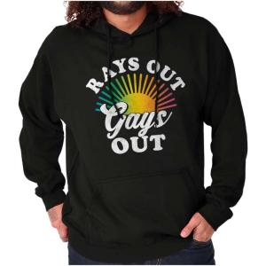 Brisco Brands Rays Out Gays Out LGBTQ Pride Summer Hoodie Sweatshirt Women Men(Black)