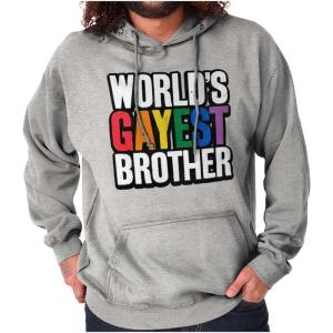 Brisco Brands Worlds Gayest Brother Sibling Pride Hoodie Hooded Sweatshirt Men(Sport Grey)