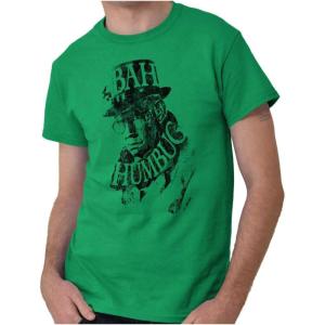 Brisco Brands Xmas Bah Humbug Christmas Scrooge Graphic T Shirt Men or Women Irish Green