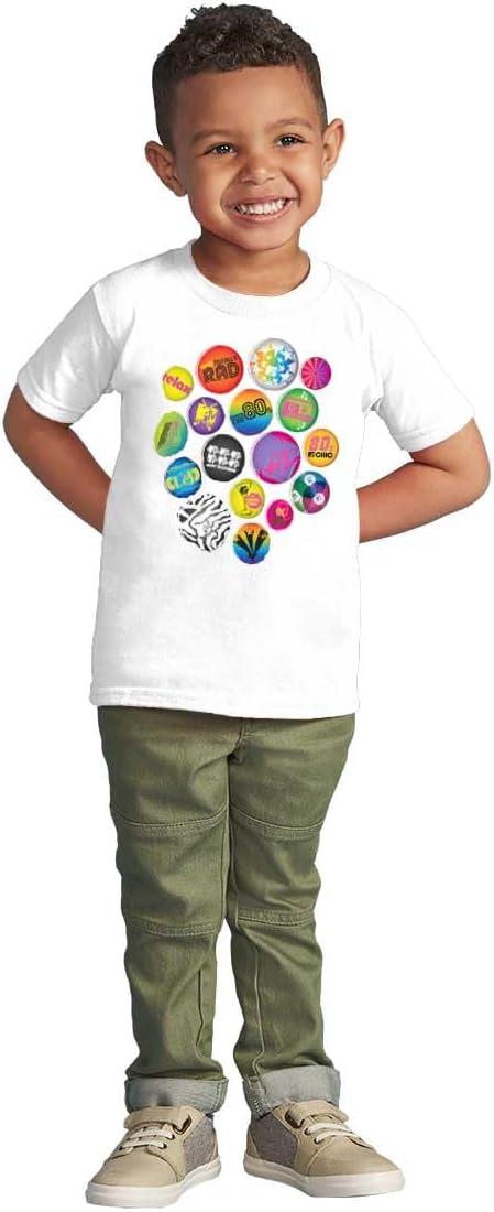 image80s Retro MTV Logo Colorful Buttons Toddler Boy Girl T ShirtWhite