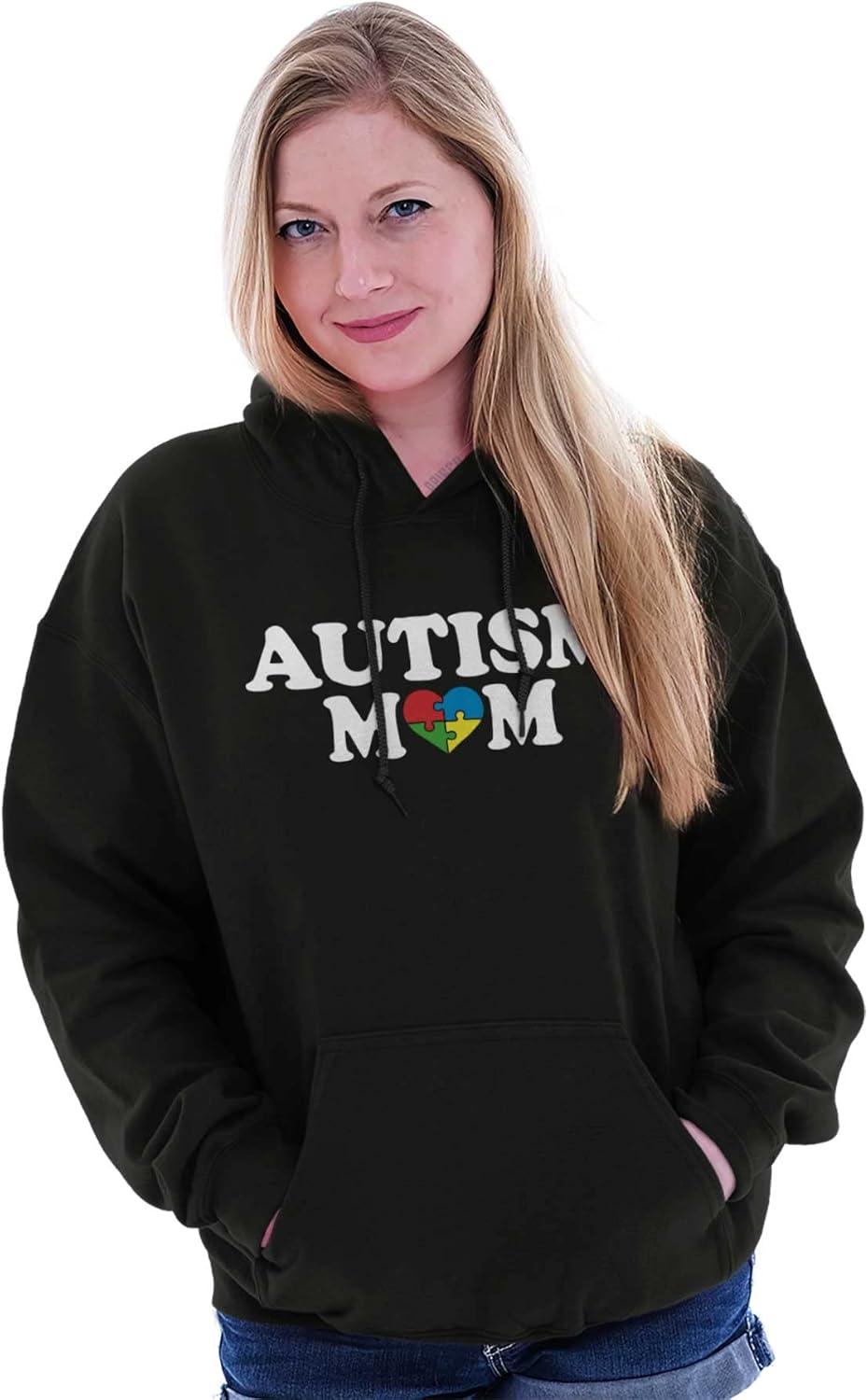 imageBrisco Brands Autism Mom Awareness Puzzle Piece Hoodie Sweatshirt WomenBlack