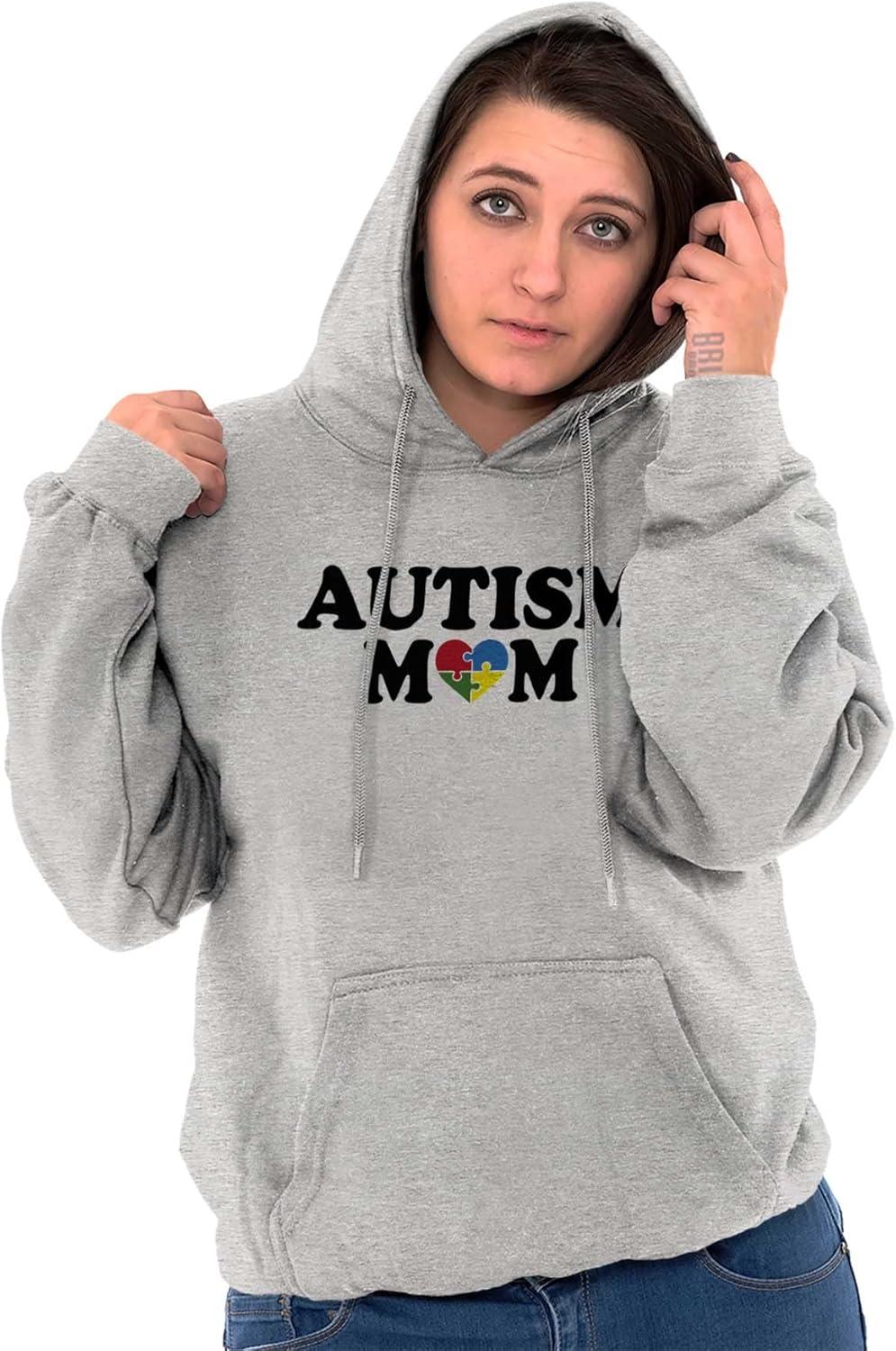 imageBrisco Brands Autism Mom Awareness Puzzle Piece Hoodie Sweatshirt WomenSport Grey