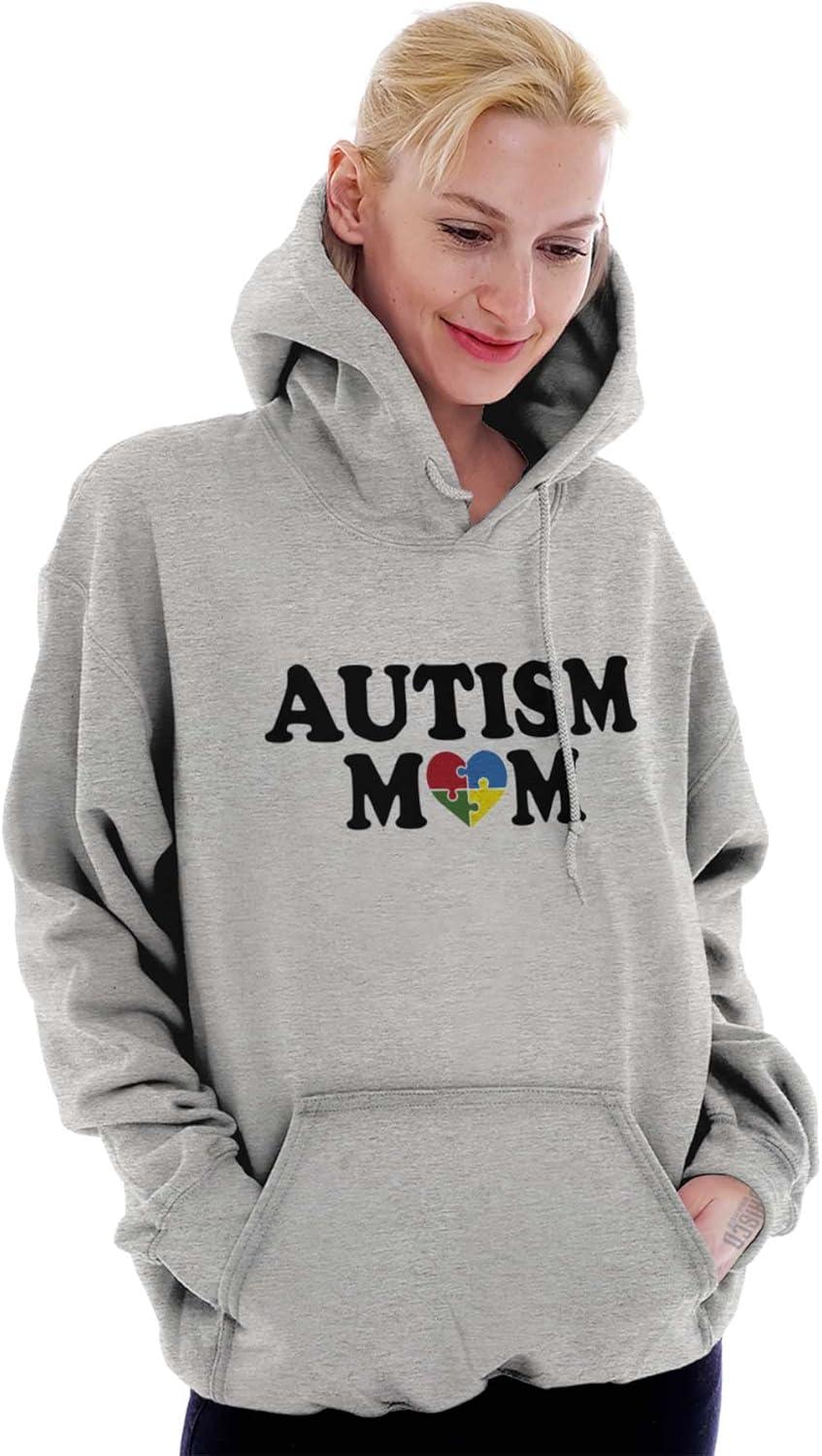 imageBrisco Brands Autism Mom Awareness Puzzle Piece Hoodie Sweatshirt WomenSport Grey