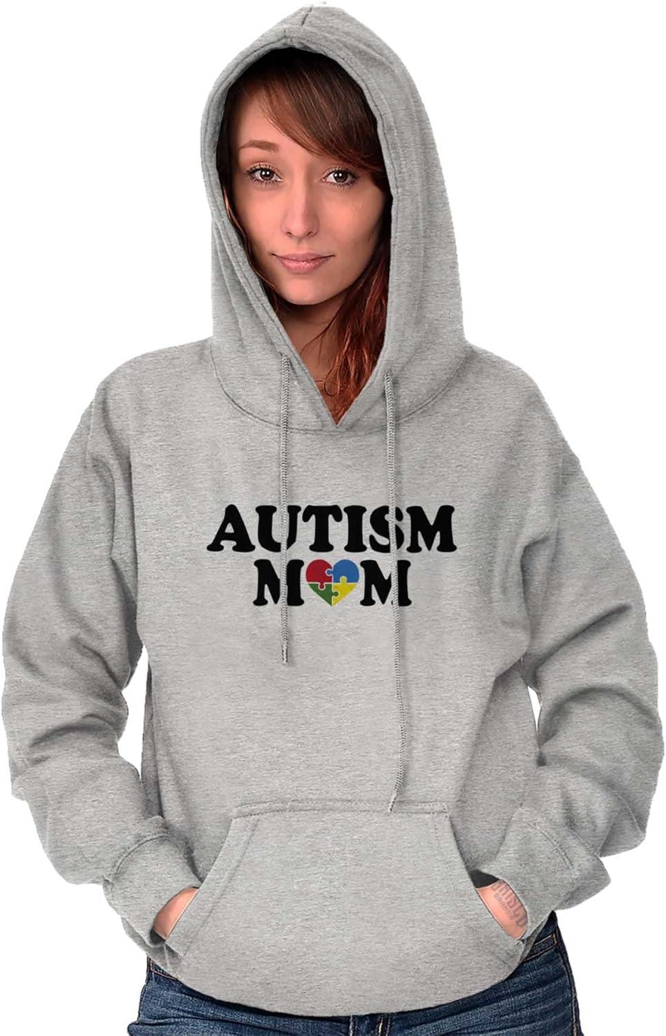 imageBrisco Brands Autism Mom Awareness Puzzle Piece Hoodie Sweatshirt WomenSport Grey