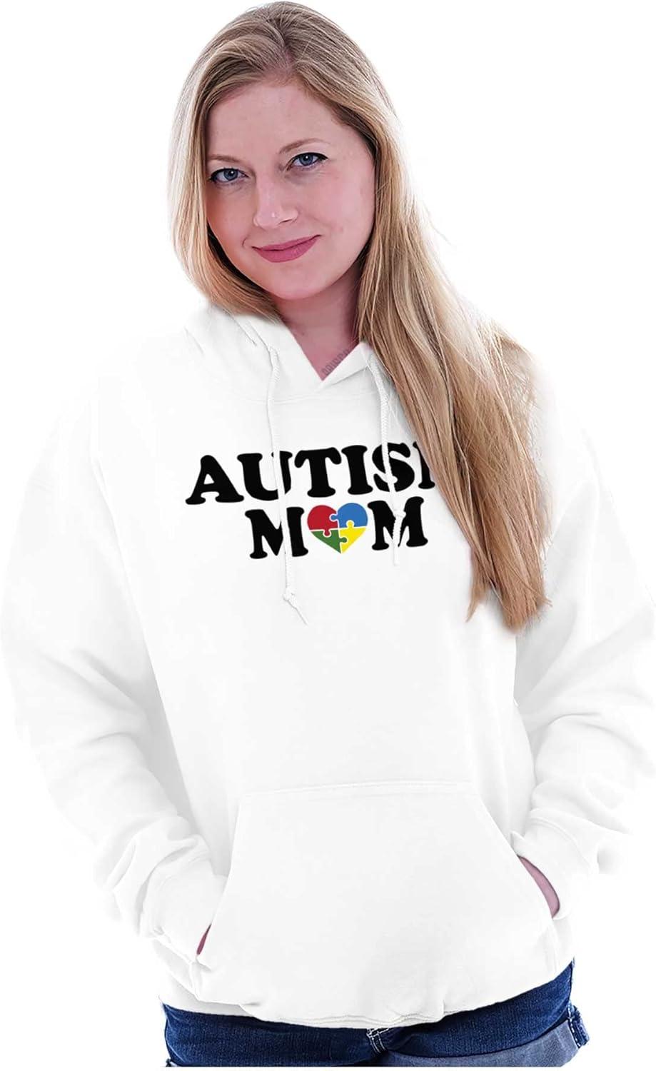 imageBrisco Brands Autism Mom Awareness Puzzle Piece Hoodie Sweatshirt WomenWhite