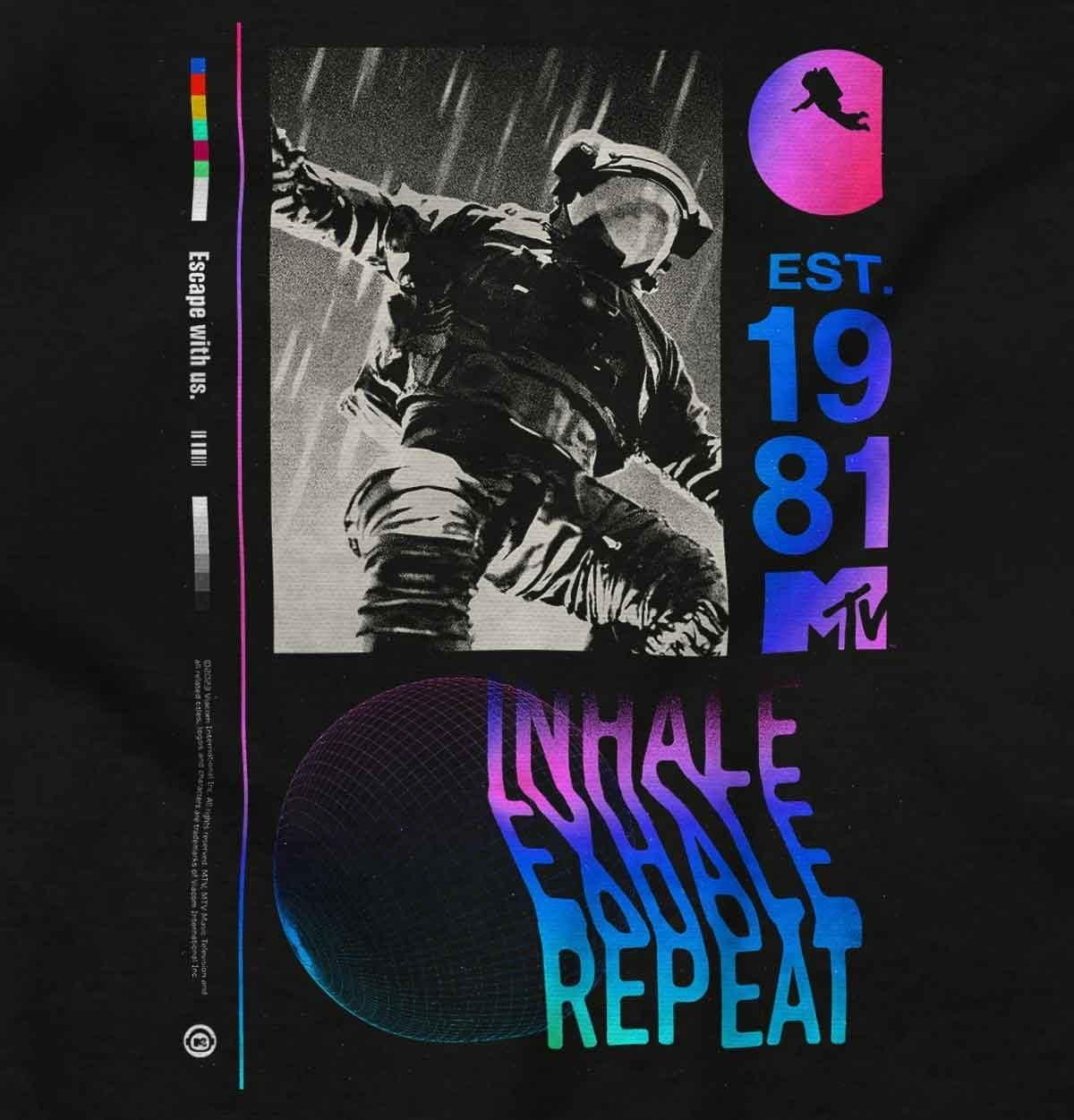imageBrisco Brands MTV Moon Man Inhale Exhale Repeat Baby Romper Boys or GirlsBlack