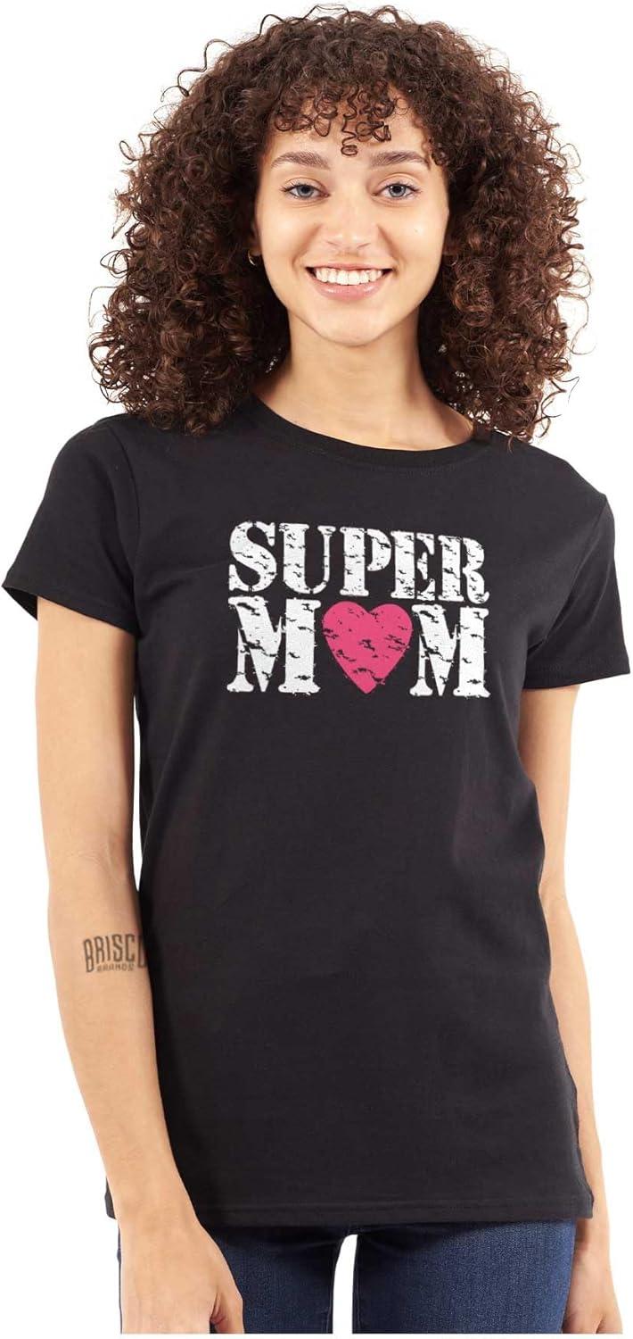 imageSuper Mom Mothers Day Love Heart Womens Slim Fit Graphic TeeBlack