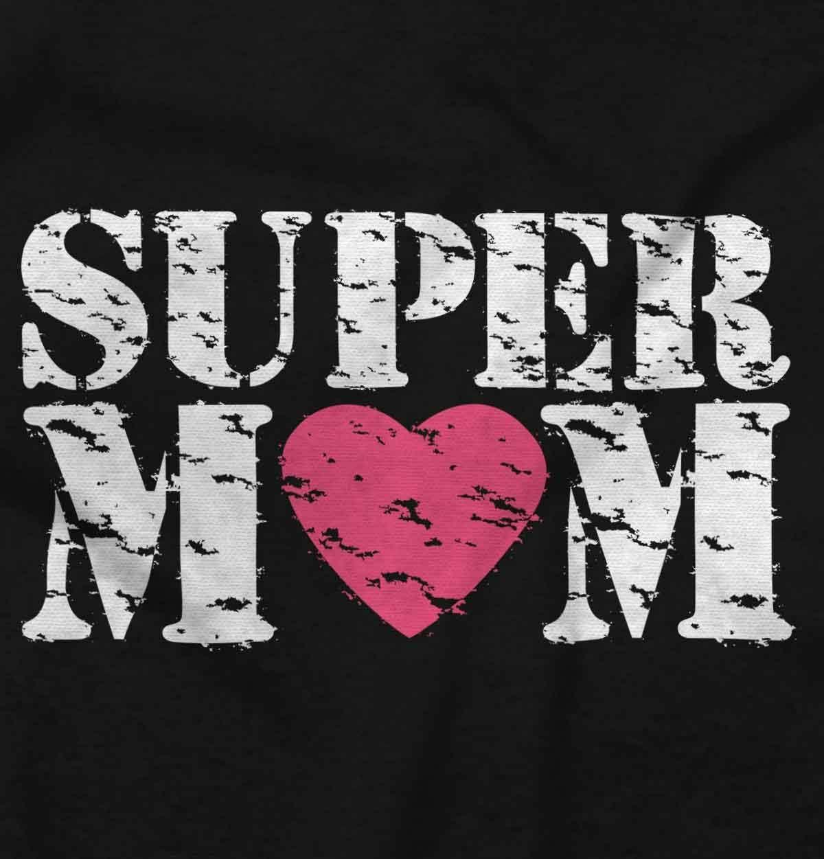 imageSuper Mom Mothers Day Love Heart Womens Slim Fit Graphic TeeBlack