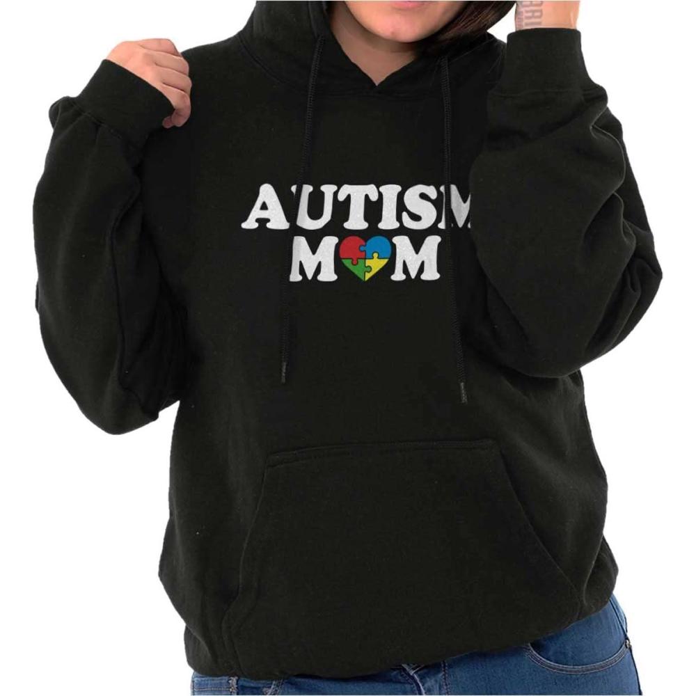imageBrisco Brands Autism Mom Awareness Puzzle Piece Hoodie Sweatshirt WomenBlack
