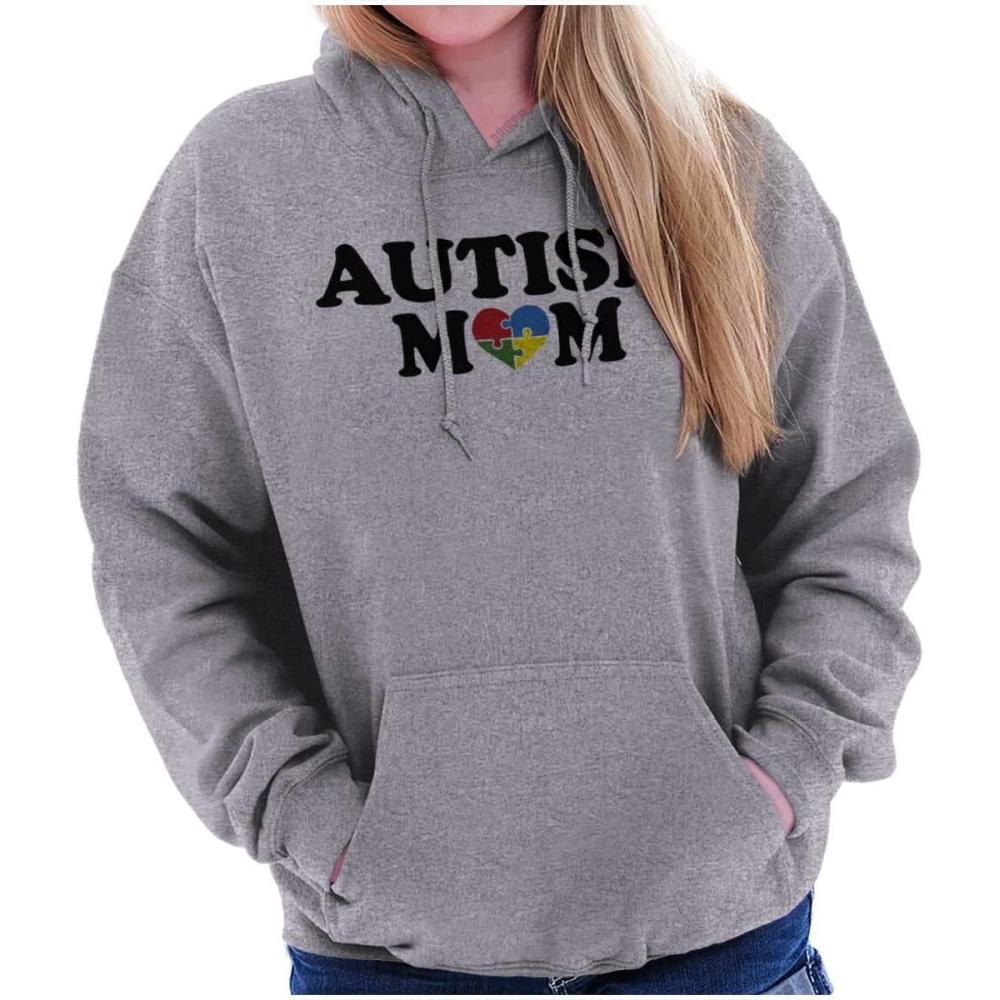 imageBrisco Brands Autism Mom Awareness Puzzle Piece Hoodie Sweatshirt WomenSport Grey