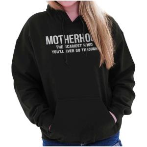 Brisco Brands Funny Motherhood the Scariest Hood Hoodie Sweatshirt Women(Black)