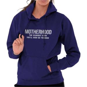 Brisco Brands Funny Motherhood the Scariest Hood Hoodie Sweatshirt Women(Purple)