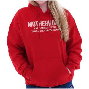 Brisco Brands Funny Motherhood the Scariest Hood Hoodie Sweatshirt Women(Red)