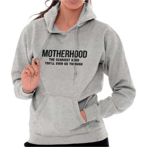 Brisco Brands Funny Motherhood the Scariest Hood Hoodie Sweatshirt Women(Sport Grey)