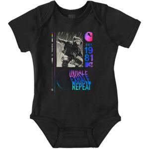 Brisco Brands MTV Moon Man Inhale Exhale Repeat Baby Romper Boys or Girls(Black)
