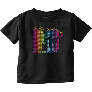 Retro MTV Colorful Pixel Art Logo Toddler Boy Girl T Shirt(Black)