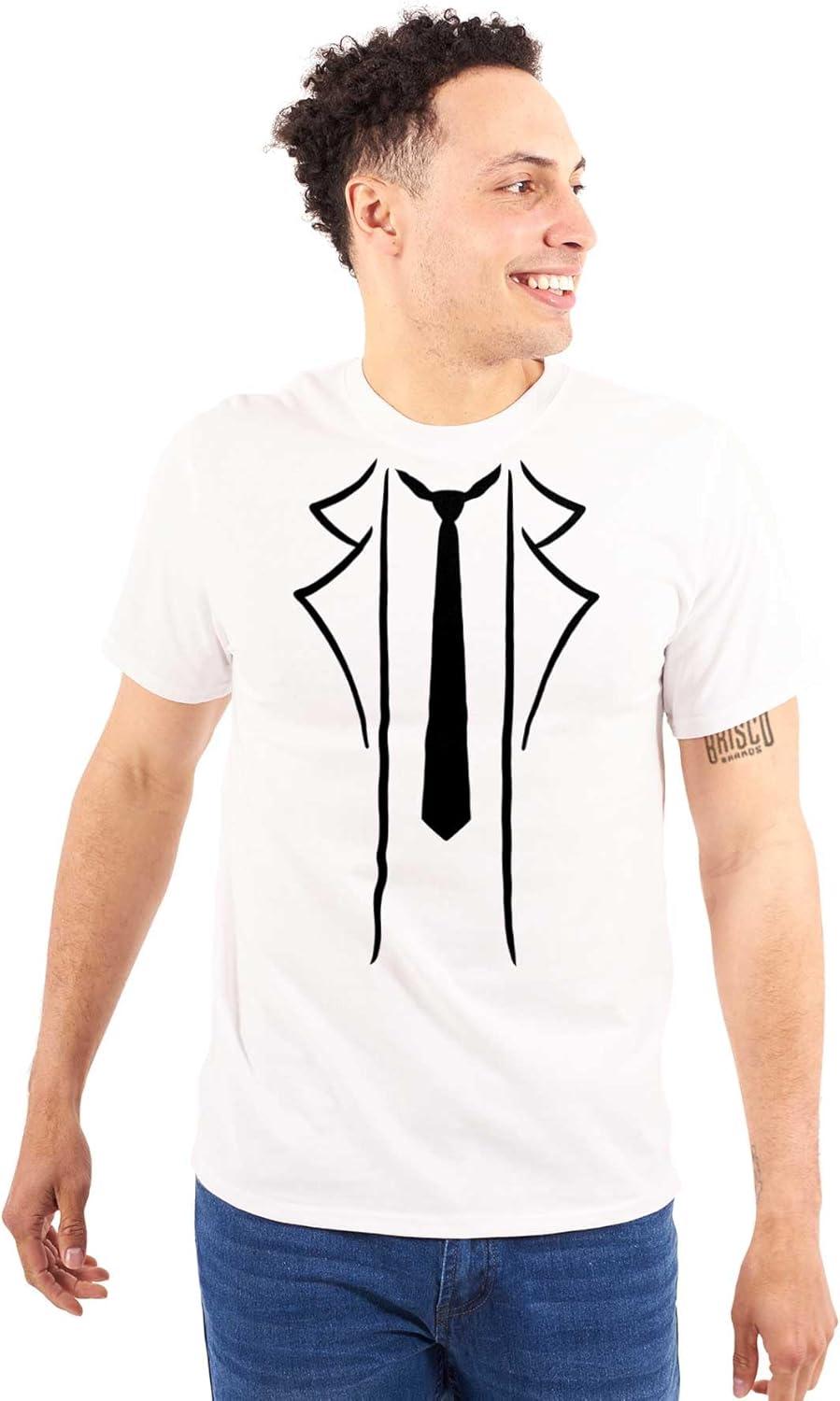 imageBrisco Brands Casual Hipster Faux Suit and Tie Mens Graphic T Shirt TeesWhite