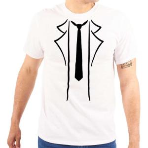 Brisco Brands Casual Hipster Faux Suit and Tie Mens Graphic T Shirt Tees(White)