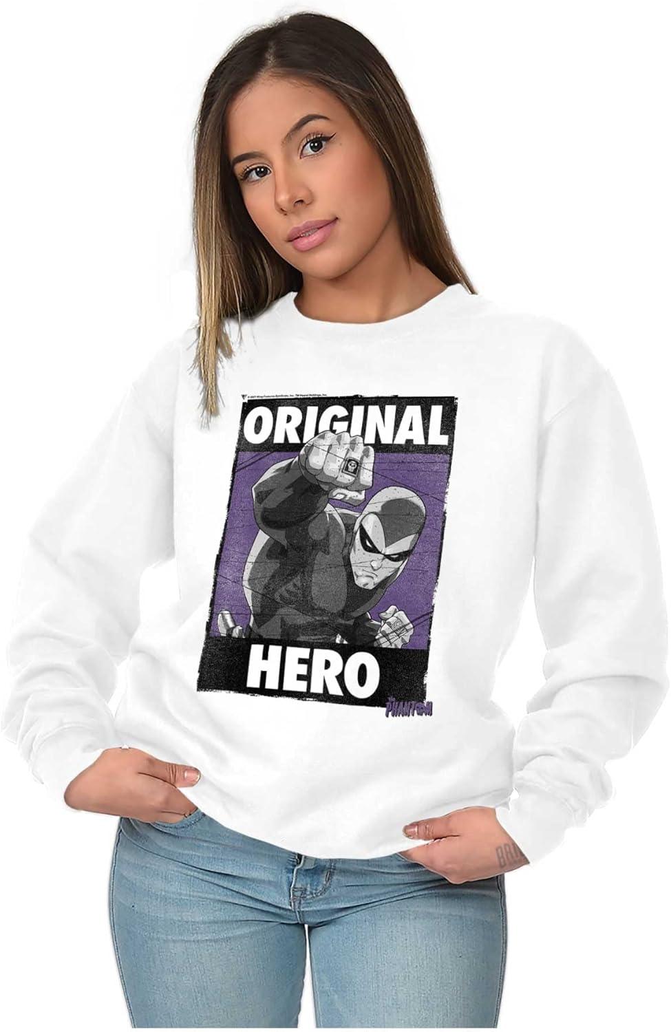 imageBrisco Brands the Phantom Original Hero Superhero Sweatshirt for Men or WomenWhite