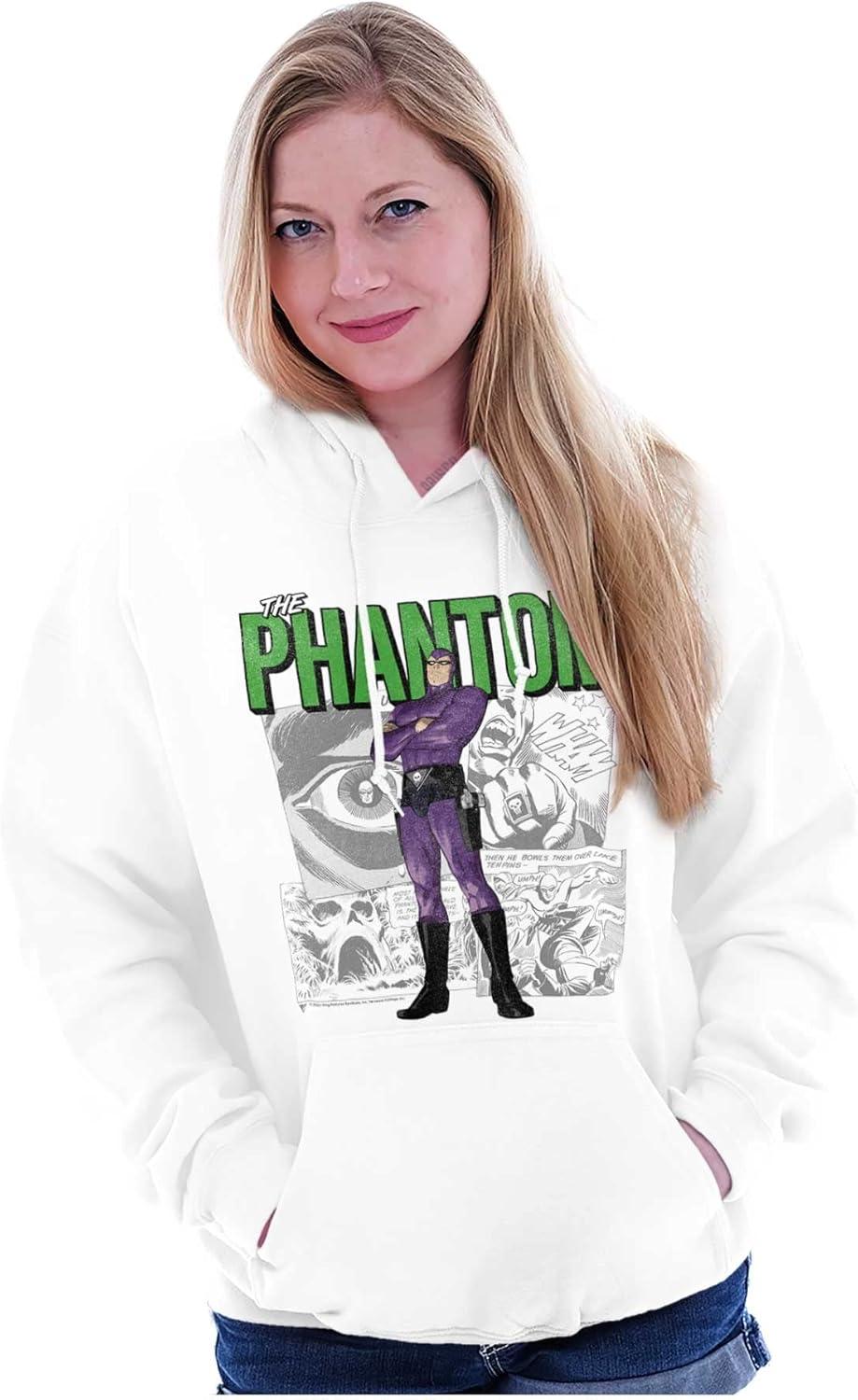 imageBrisco Brands the Phantom Retro Comic Superhero Hoodie Sweatshirt Women MenWhite