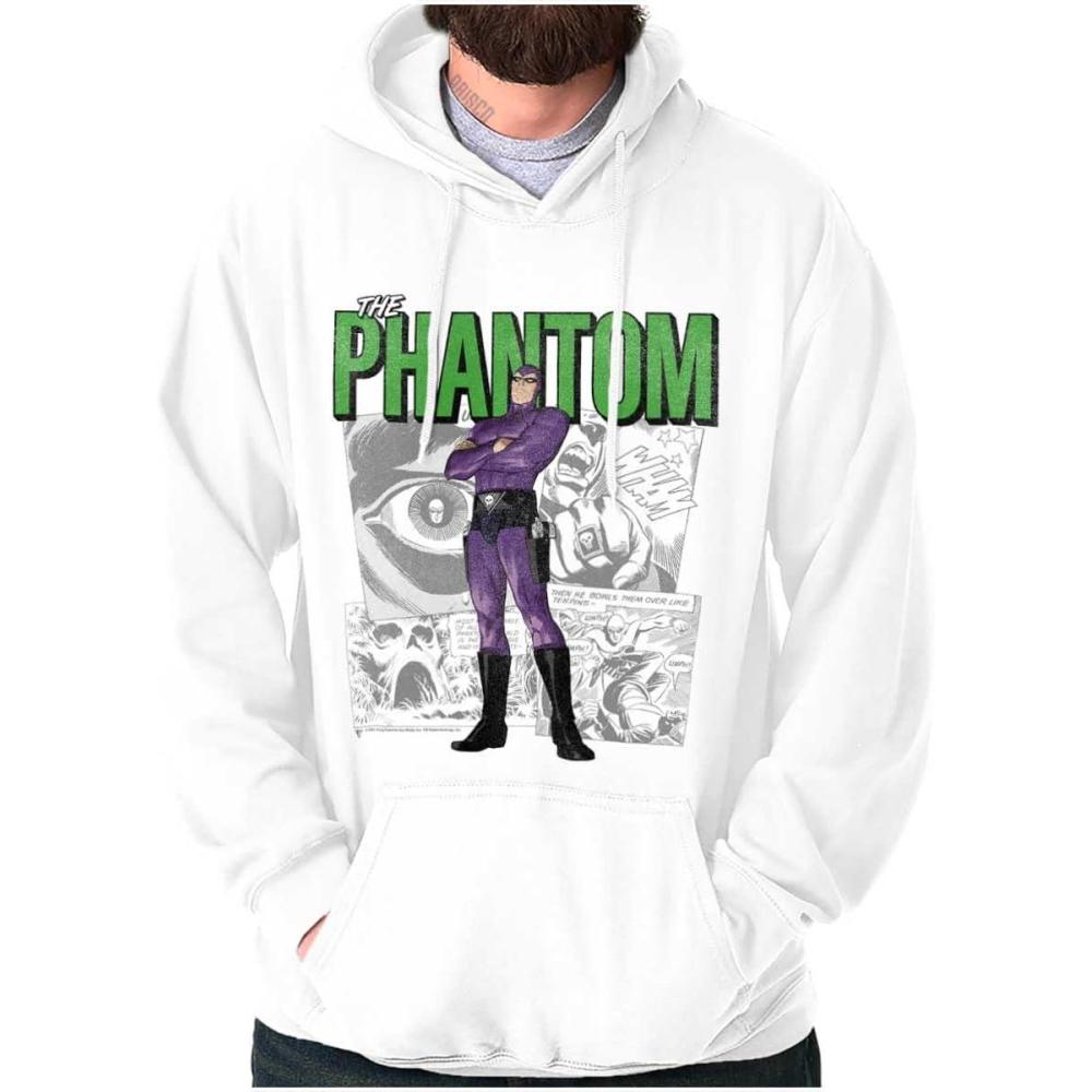 imageBrisco Brands the Phantom Retro Comic Superhero Hoodie Sweatshirt Women MenWhite