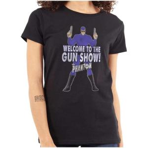 Brisco Brands The Phantom Welcome to The Gun Show Womens Slim Fit Graphic Tee(Black)