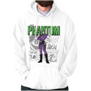Brisco Brands the Phantom Retro Comic Superhero Hoodie Sweatshirt Women Men(White)