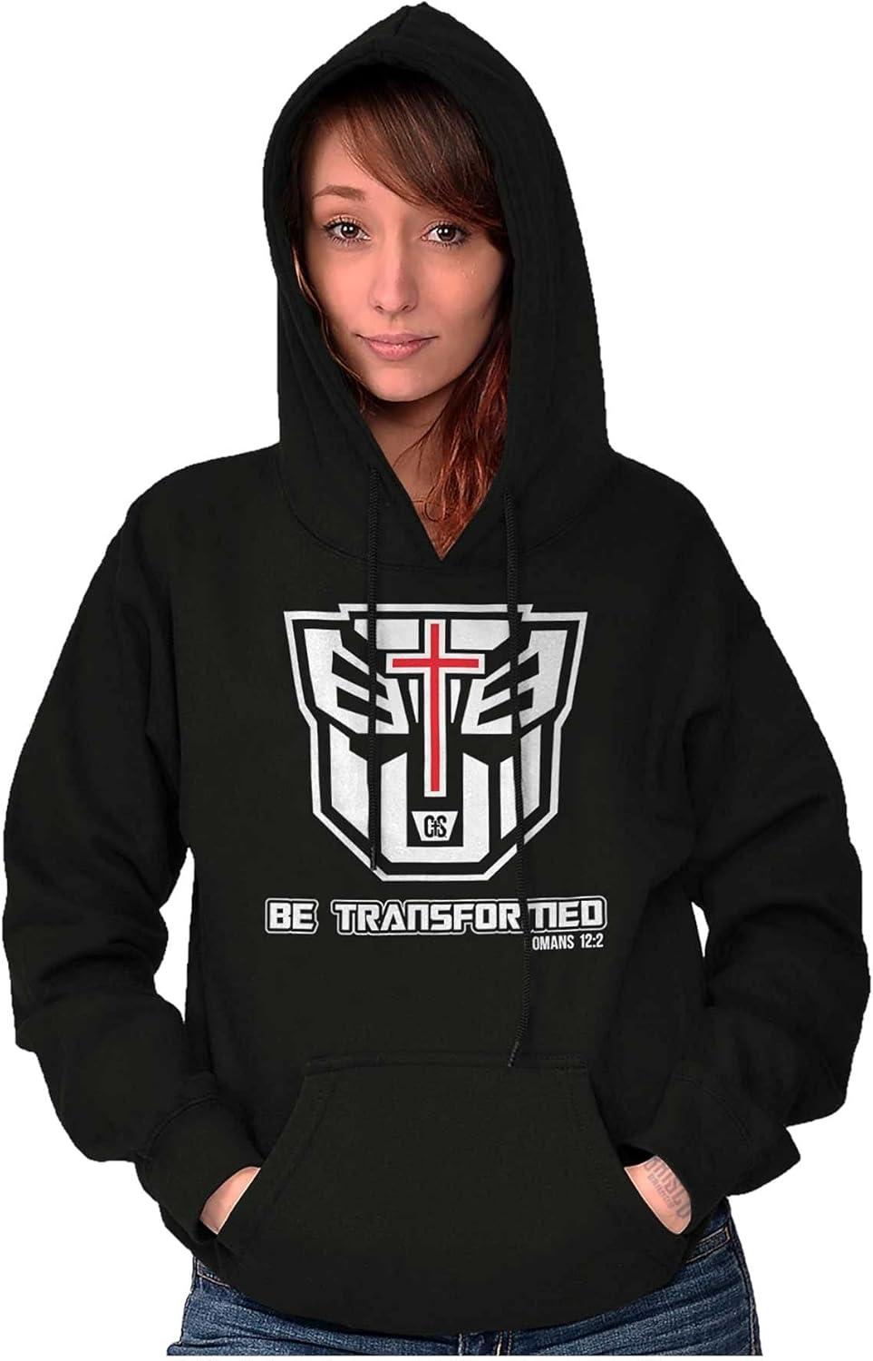 imageBrisco Brands Christian Bible Verse Be Transformed Hoodie Sweatshirt Women MenBlack