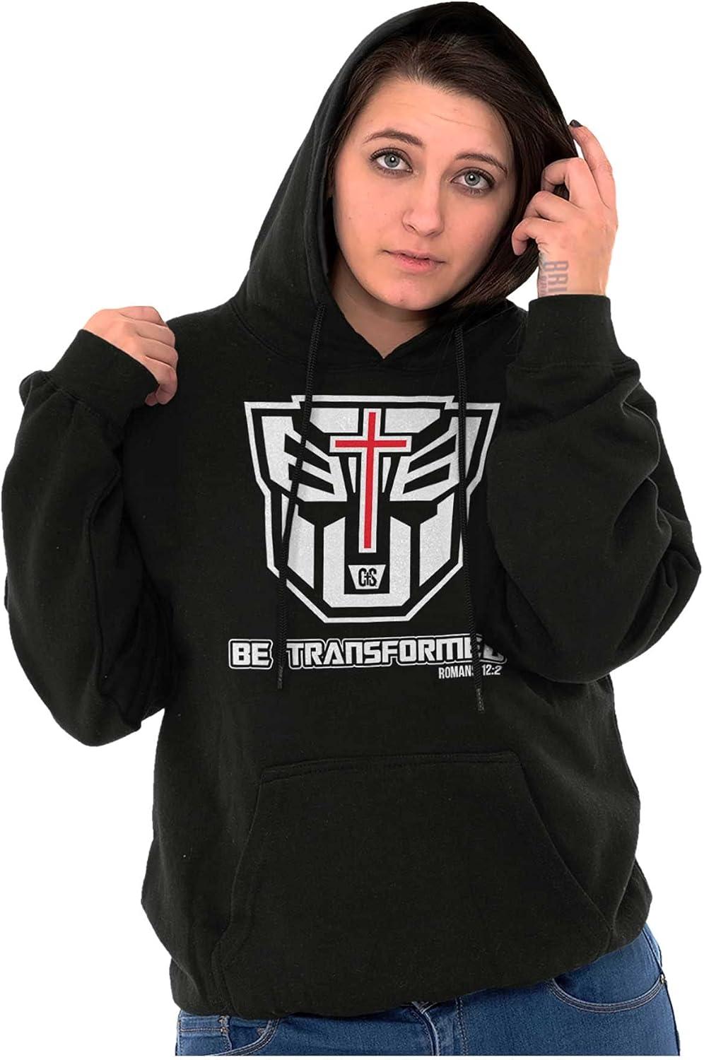 imageBrisco Brands Christian Bible Verse Be Transformed Hoodie Sweatshirt Women MenBlack