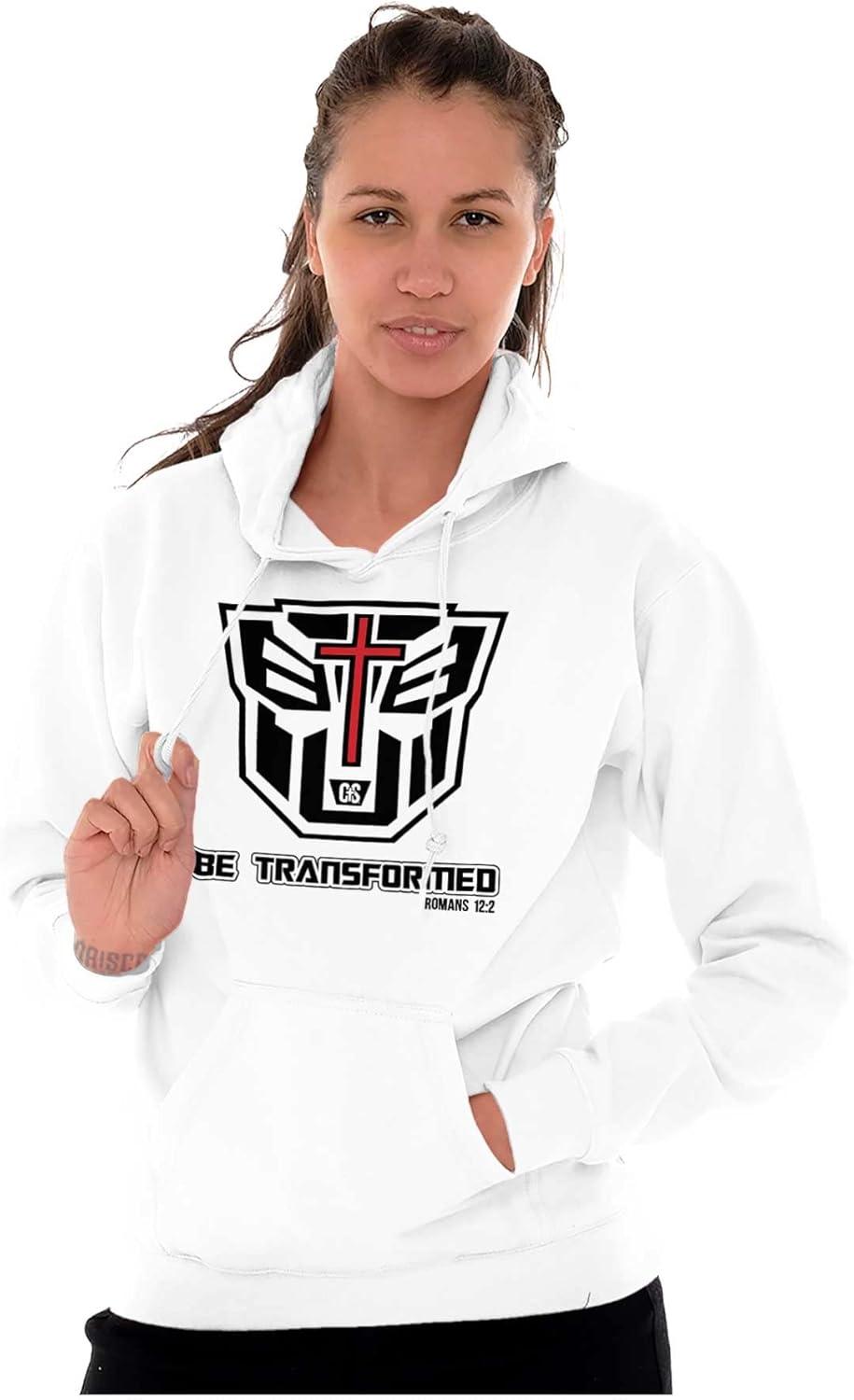 imageBrisco Brands Christian Bible Verse Be Transformed Hoodie Sweatshirt Women MenWhite