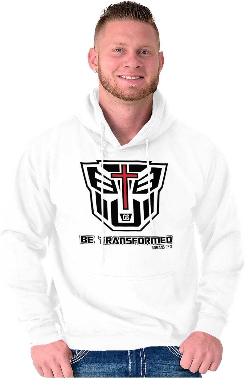 imageBrisco Brands Christian Bible Verse Be Transformed Hoodie Sweatshirt Women MenWhite