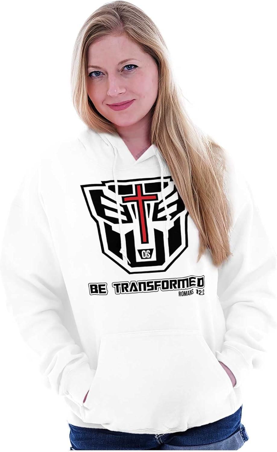 imageBrisco Brands Christian Bible Verse Be Transformed Hoodie Sweatshirt Women MenWhite