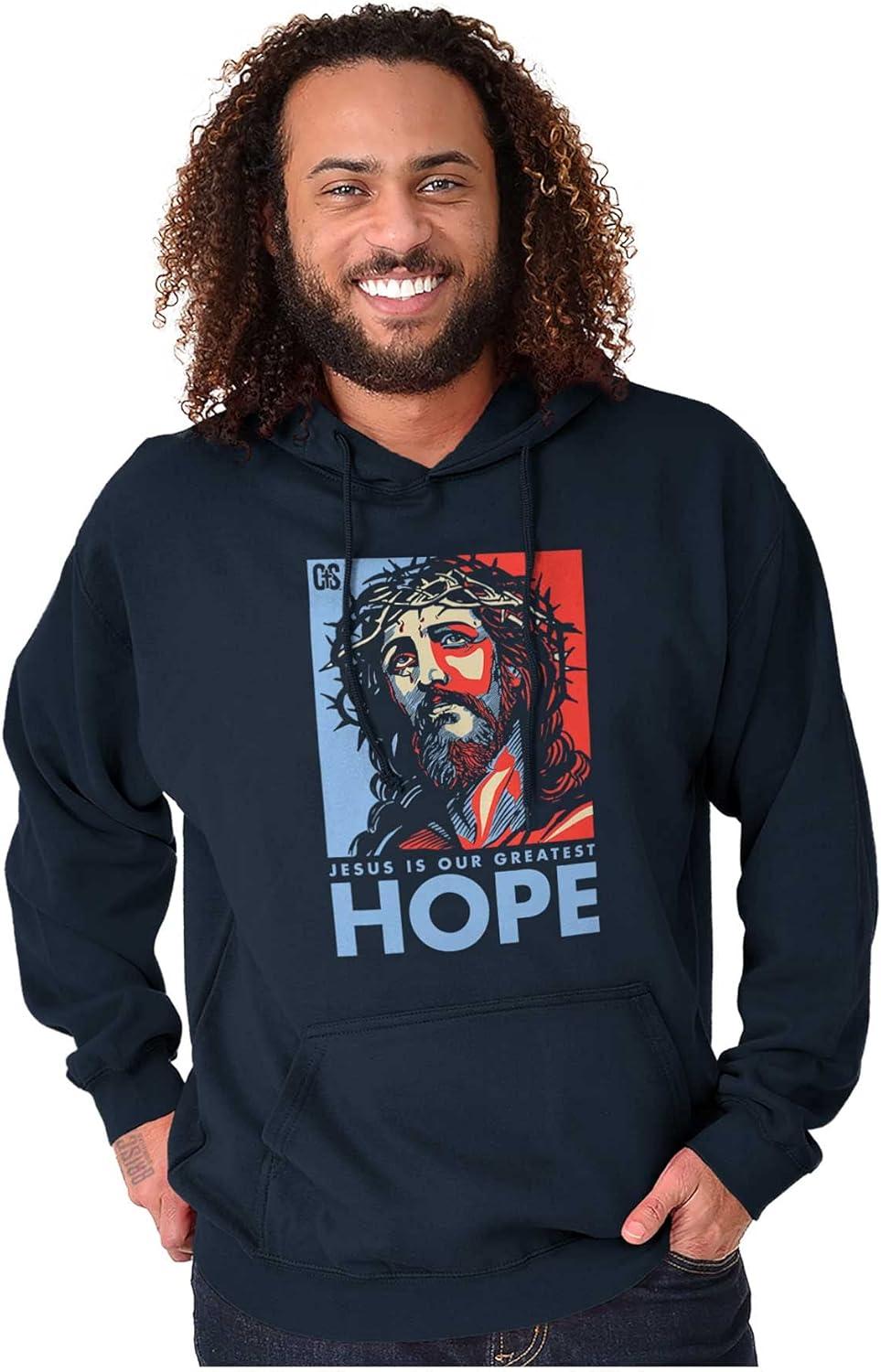 imageBrisco Brands Jesus Saves Hope Christian Religious Hoodie Sweatshirt Women MenNavy