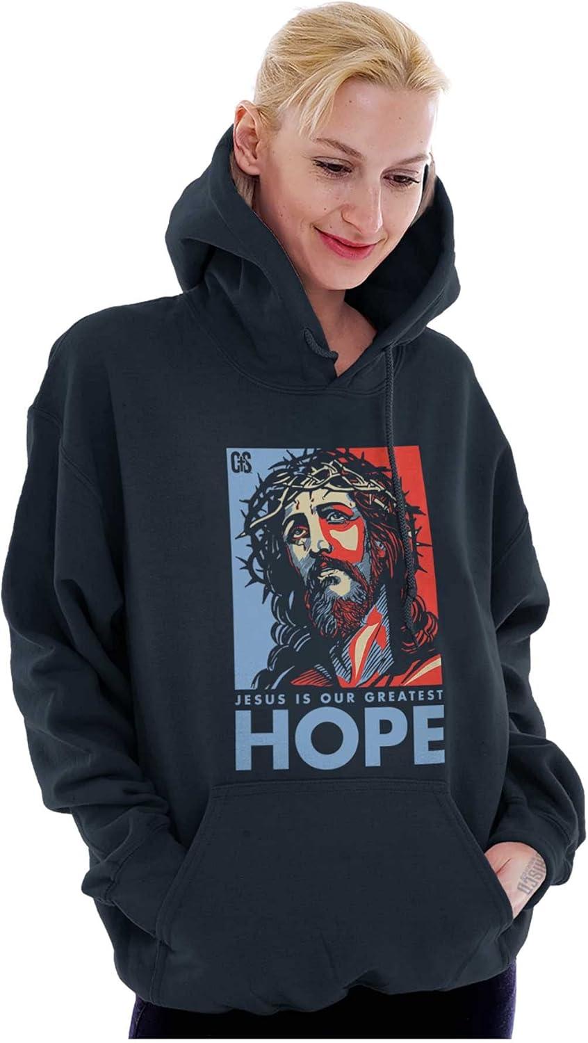 imageBrisco Brands Jesus Saves Hope Christian Religious Hoodie Sweatshirt Women MenNavy