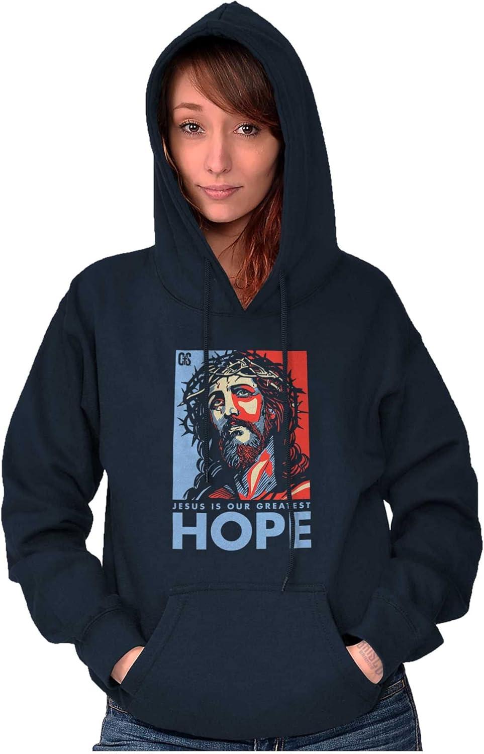 imageBrisco Brands Jesus Saves Hope Christian Religious Hoodie Sweatshirt Women MenNavy