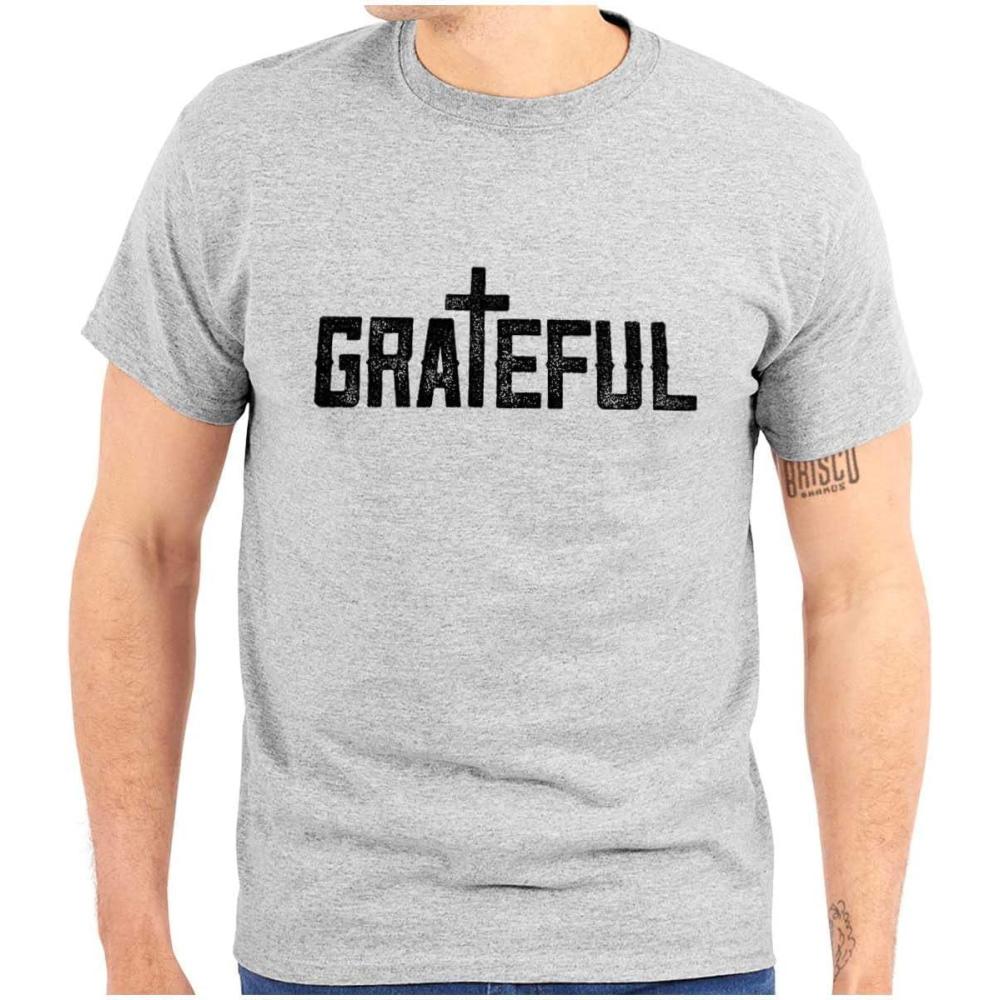 imageGrateful Thankful Christian Jesus Graphic T Shirt Men or WomenSport Grey