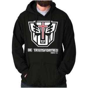 Brisco Brands Christian Bible Verse Be Transformed Hoodie Sweatshirt Women Men(Black)