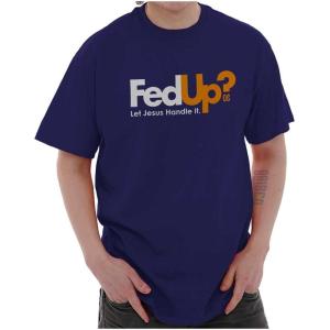 Brisco Brands Punny Christian Let Jesus Handle It Graphic T Shirt Men or Women(Purple)