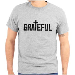 Grateful Thankful Christian Jesus Graphic T Shirt Men or Women(Sport Grey)