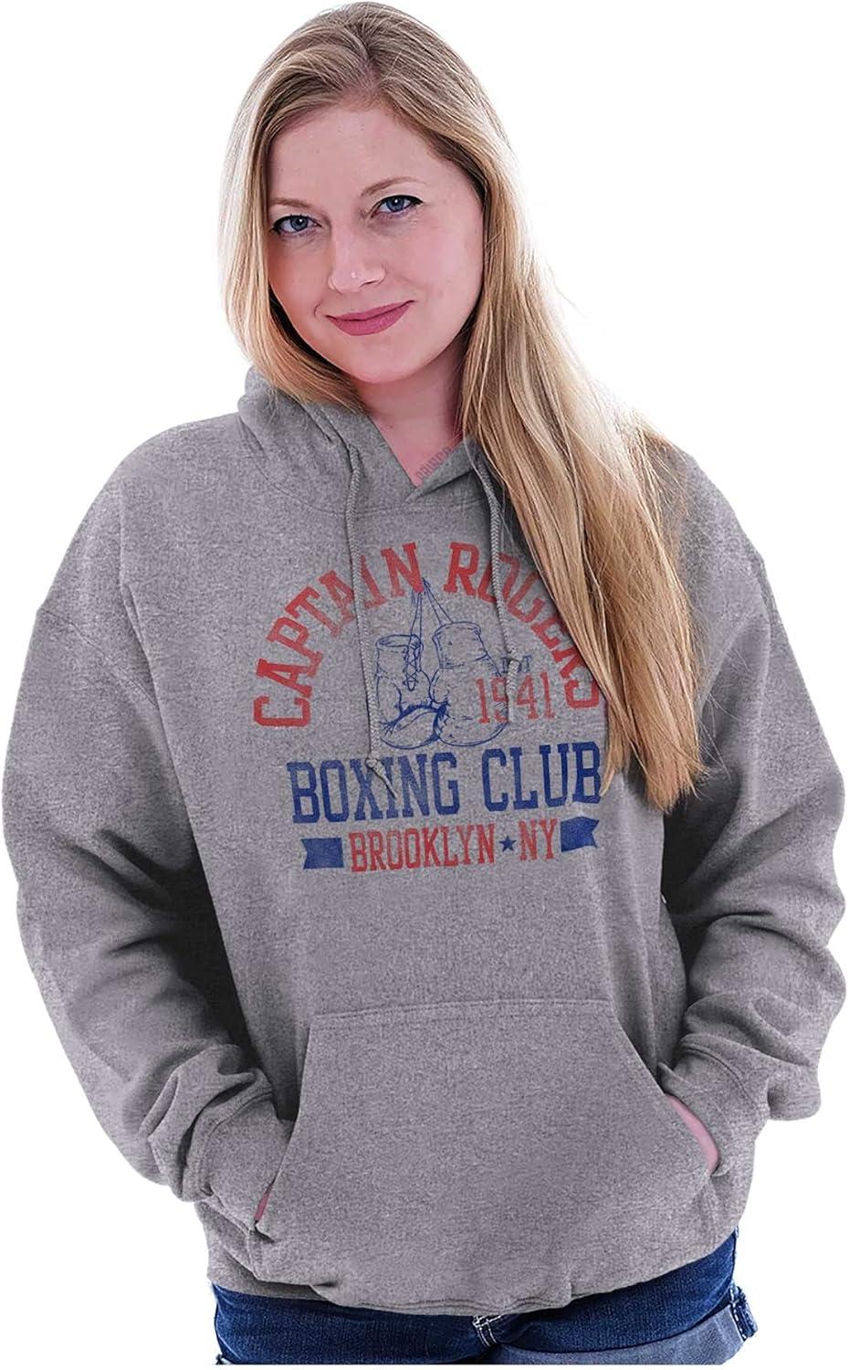imageBrisco Brands Captain Rogers 1941 Boxing Club NY Hoodie Sweatshirt Women MenSport Grey