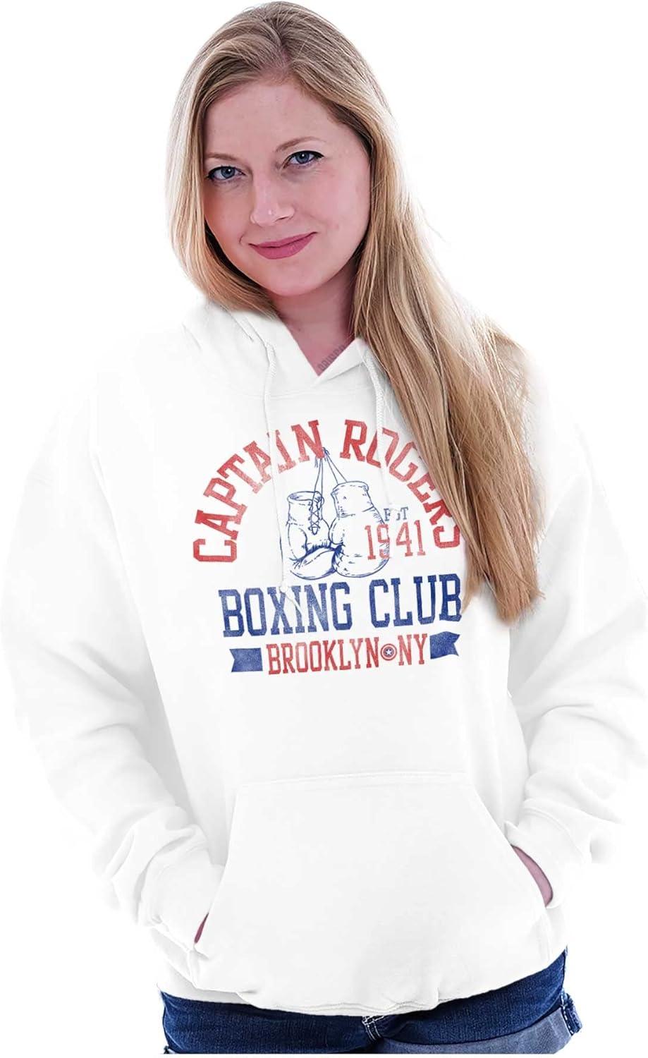 imageBrisco Brands Captain Rogers 1941 Boxing Club NY Hoodie Sweatshirt Women MenWhite