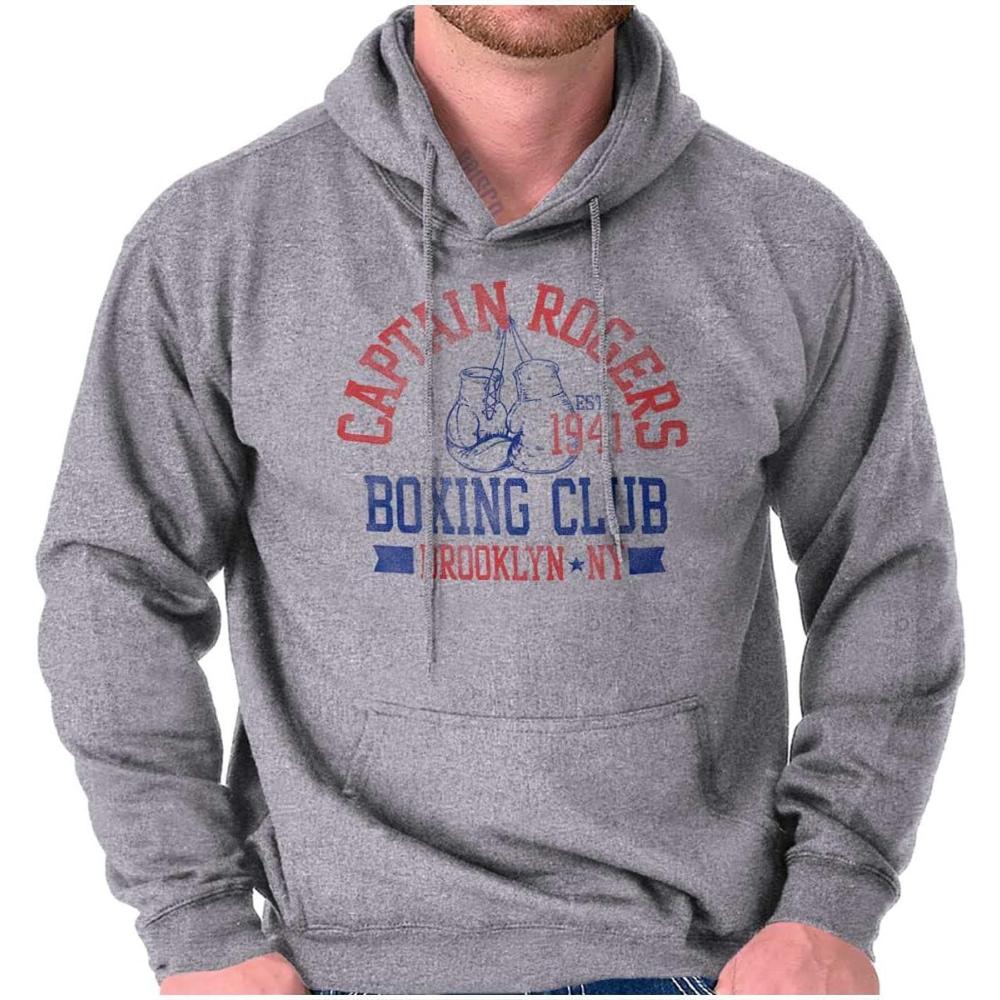 imageBrisco Brands Captain Rogers 1941 Boxing Club NY Hoodie Sweatshirt Women MenSport Grey